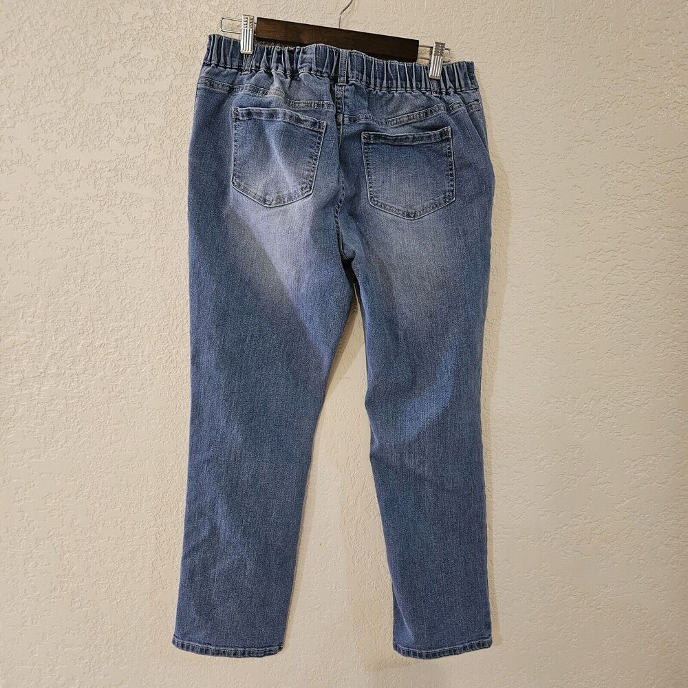 D. Jeans Elastic Waist Blue Jeans Straight Leg Stretch Denim Size 8 - Picture 2 of 4